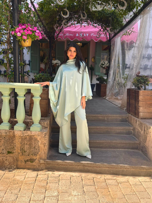 Flowy Satin Set in Mint