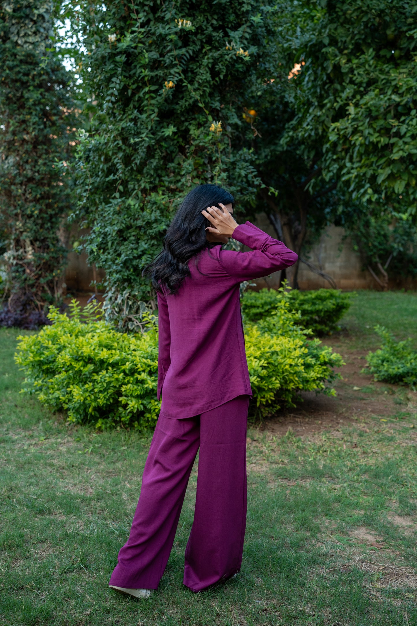 Linen Set in Berry Plum