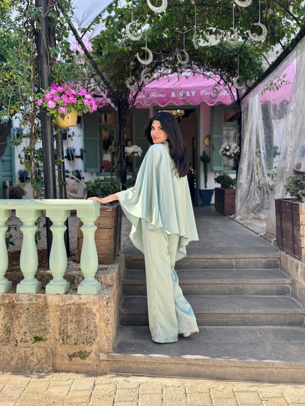 Flowy Satin Set in Mint