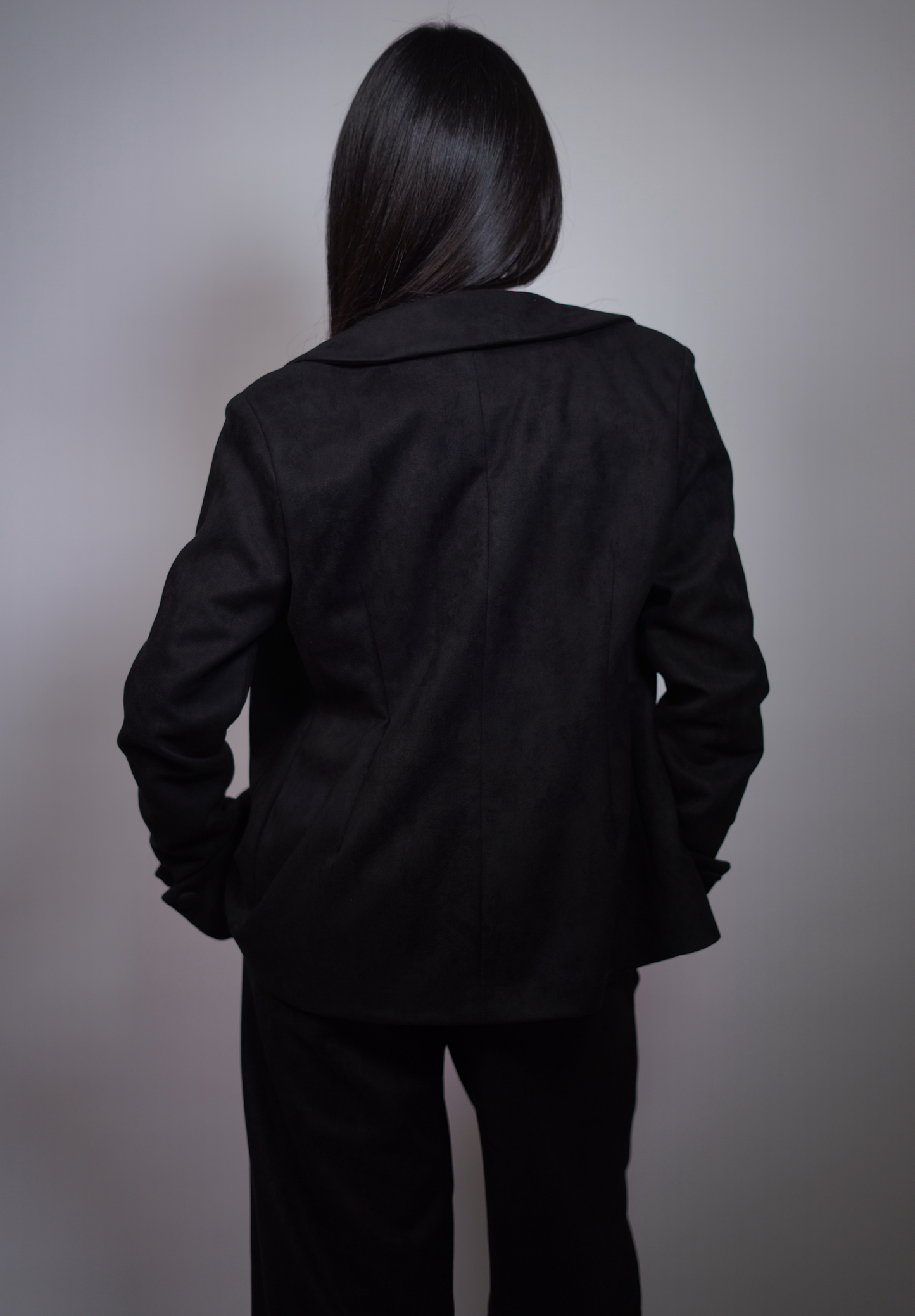 Suede Pants Set in Black