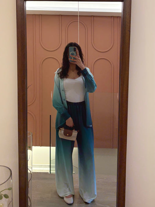 Full Sleeve Ombre Satin Set