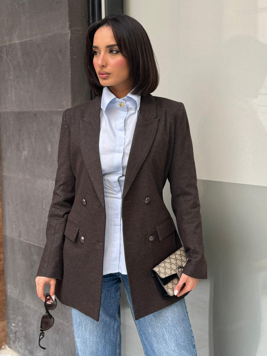 Double-breasted Blazer in Dark Brown