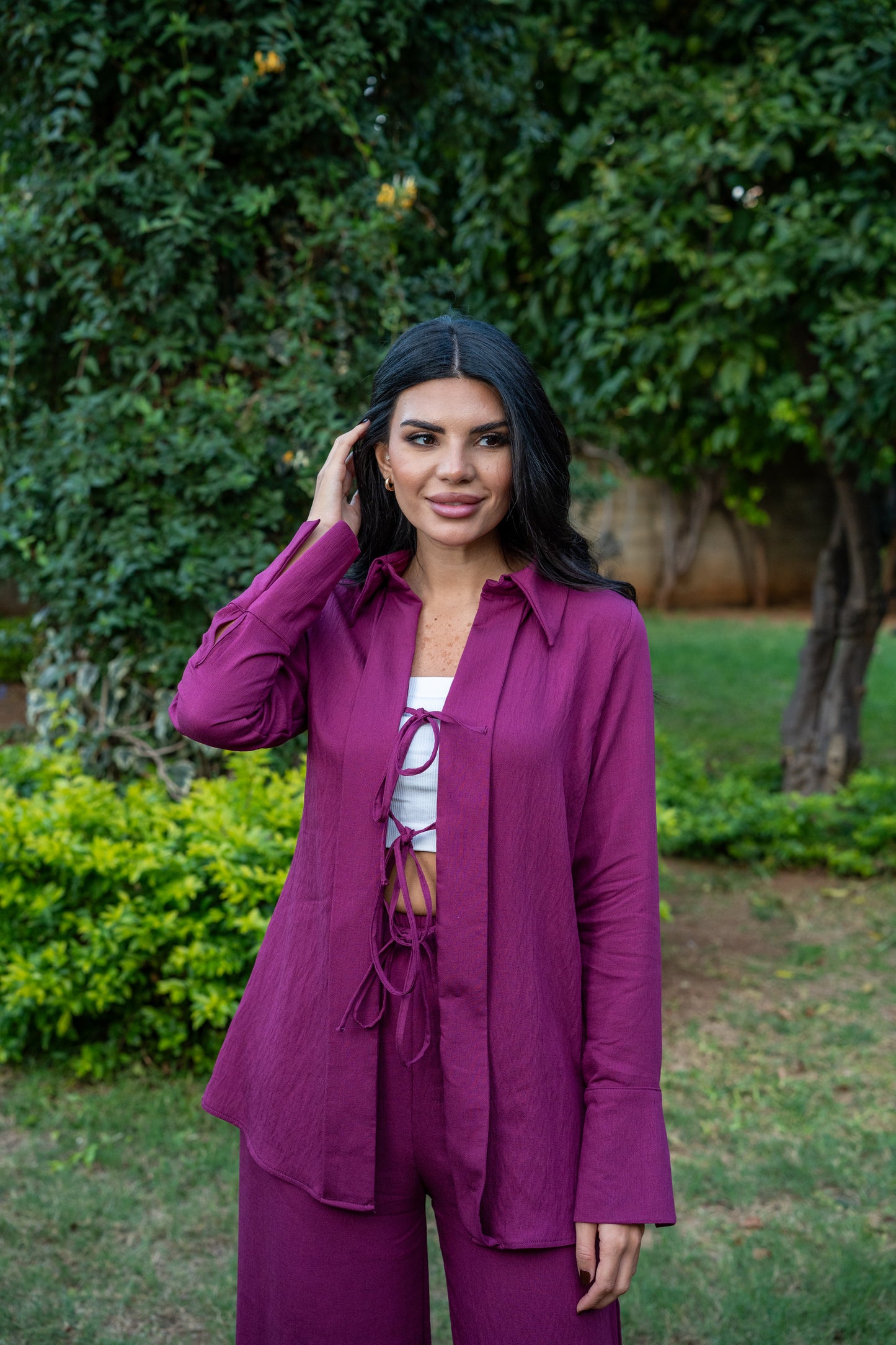 Linen Set in Berry Plum